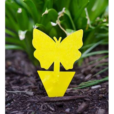 Yellow butterfly shape sticky glue insect fly killer traps