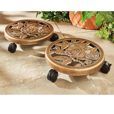 home garden plastic resin rolling plant flower pot stand holder wheels mover Caddies