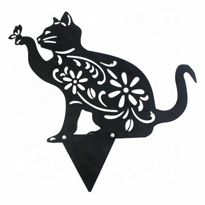 outdoor garden metal animal dog cat decor decoration ornaments sculpture silhouette stake